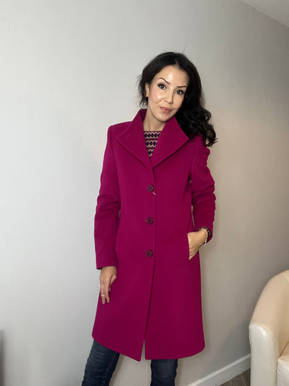 Wool - Cashmere Blend Coat, Raspberry