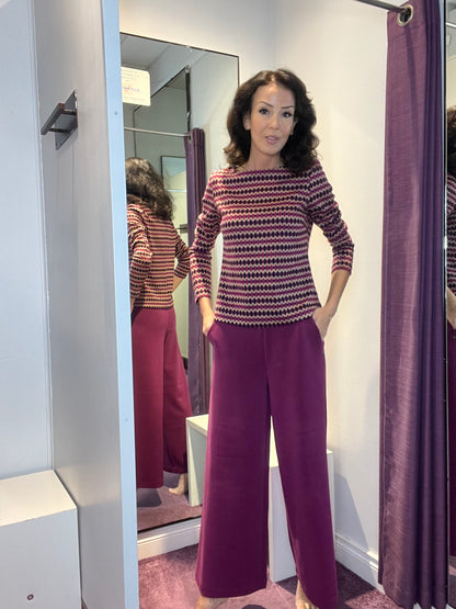 Plain Elastic Palazzo Stretch Pants Purple