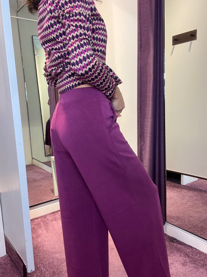 Plain Elastic Palazzo Stretch Pants Purple