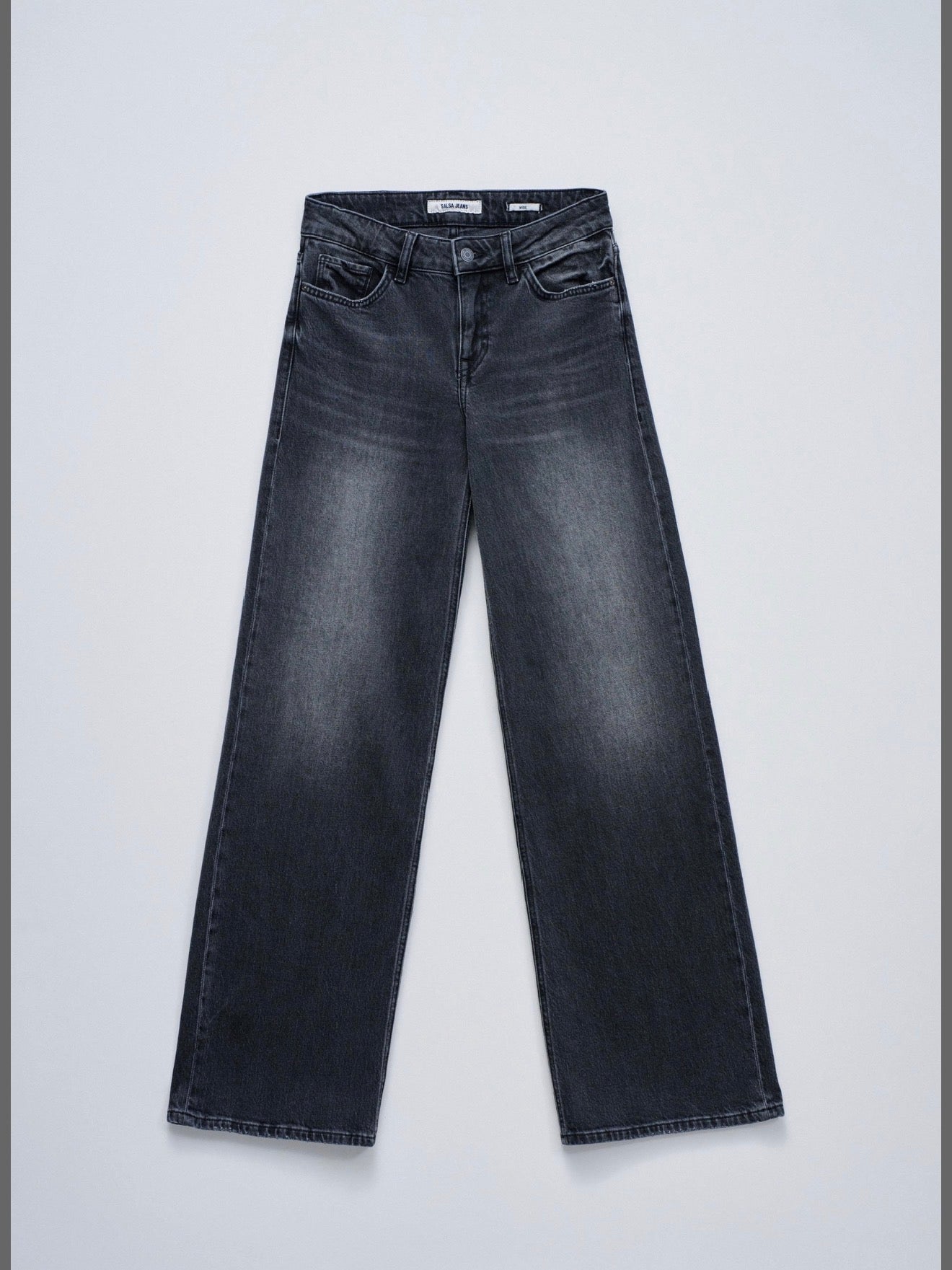 Low Rise Wide Leg Jeans, Black Wash