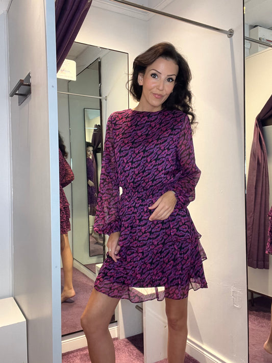 Printed Dress in Purple and Pink