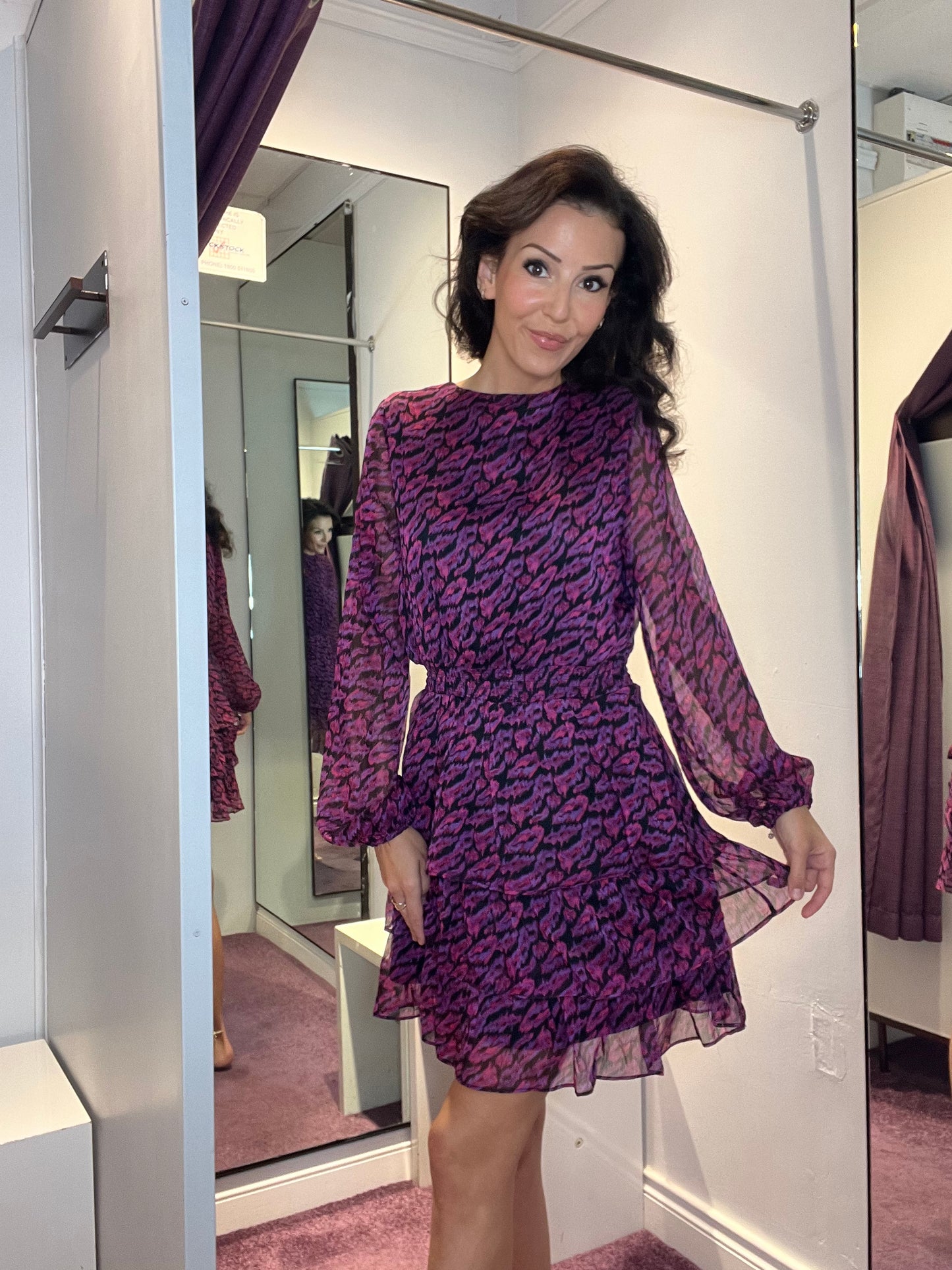 Printed Dress in Purple and Pink