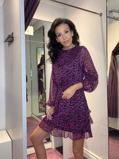 Printed Dress in Purple and Pink