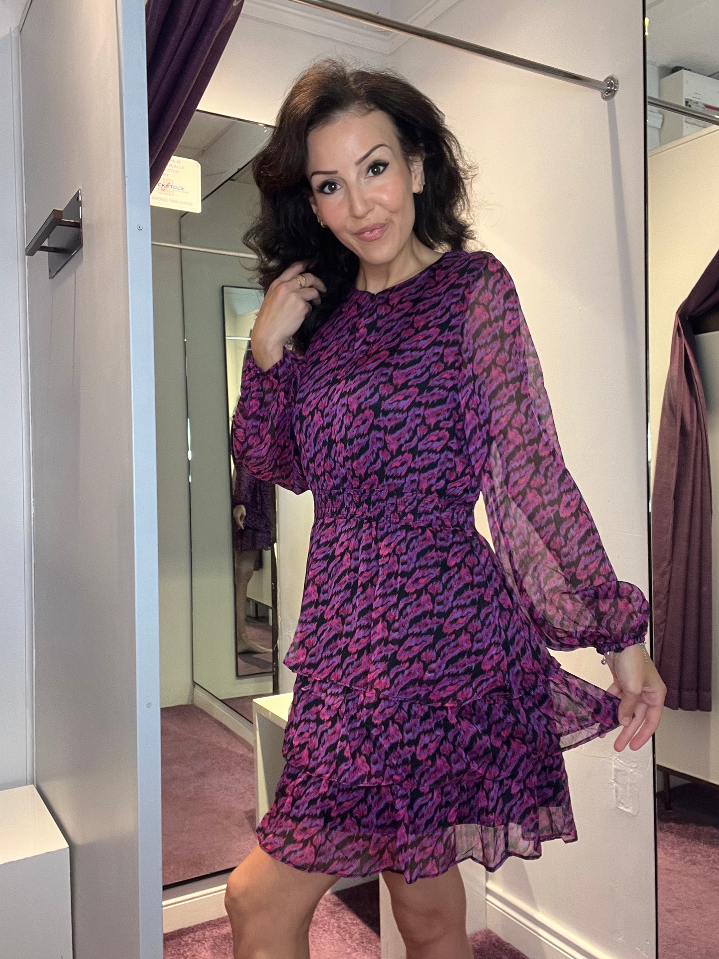 Printed Dress in Purple and Pink