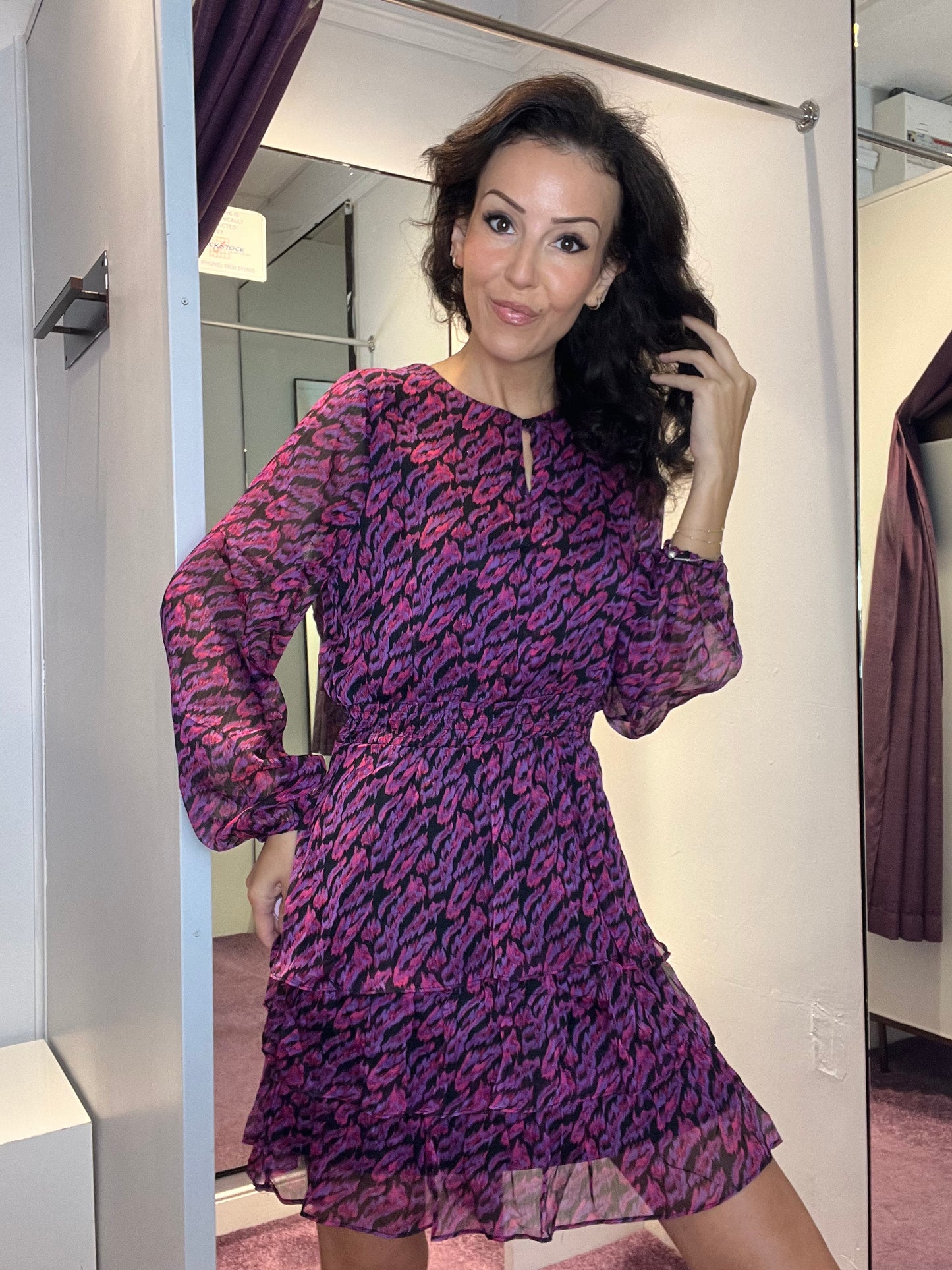 Printed Dress in Purple and Pink