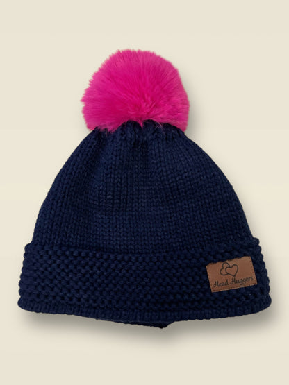 The Head Huggers Hat with Pom-Pom,  Dark Navy