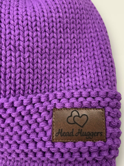 The Head Huggers Hat with Lilac Pom-Pom,  Purple