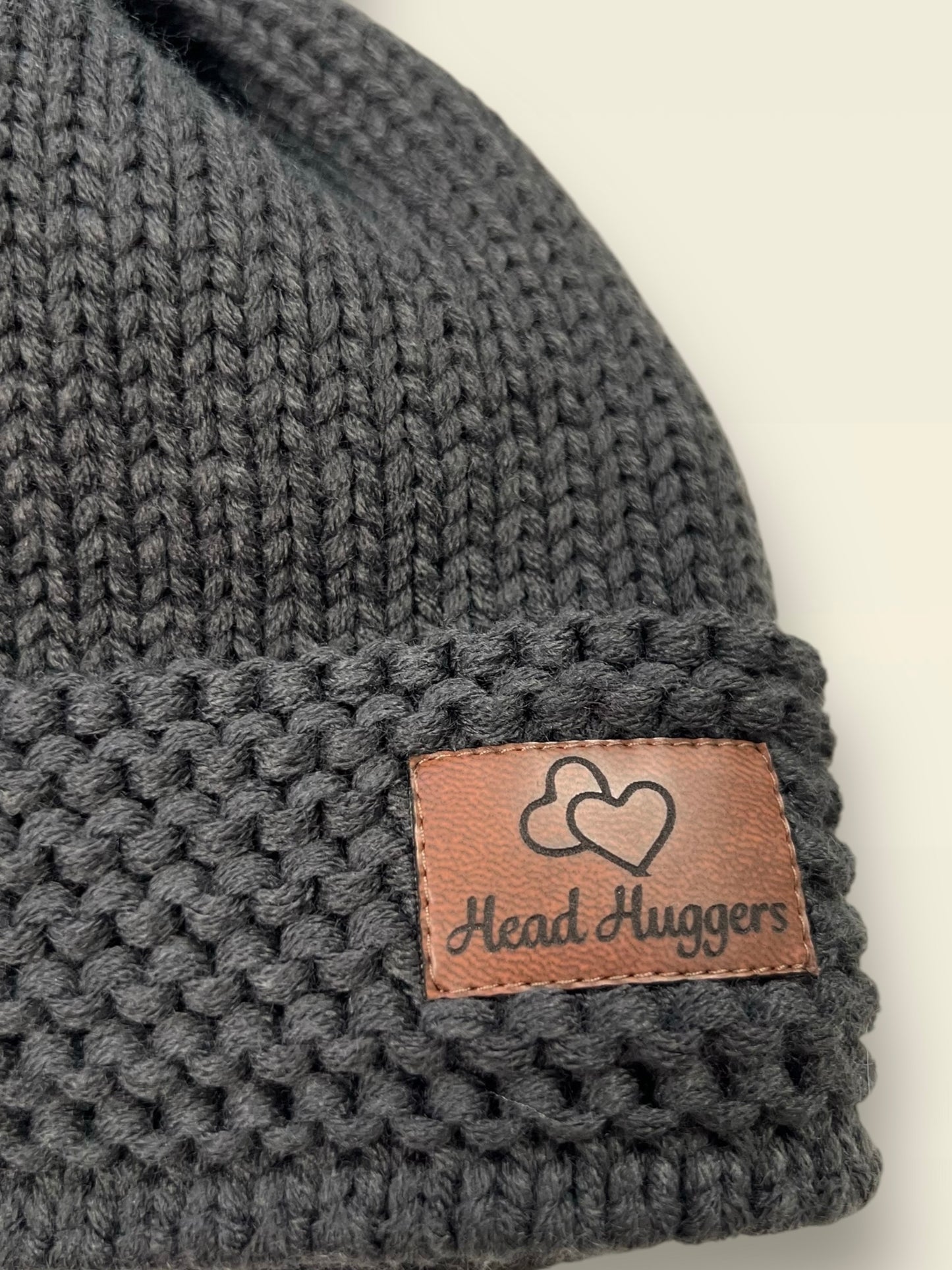 The Head Huggers Hat with Grey Pom-Pom,  Dark Grey