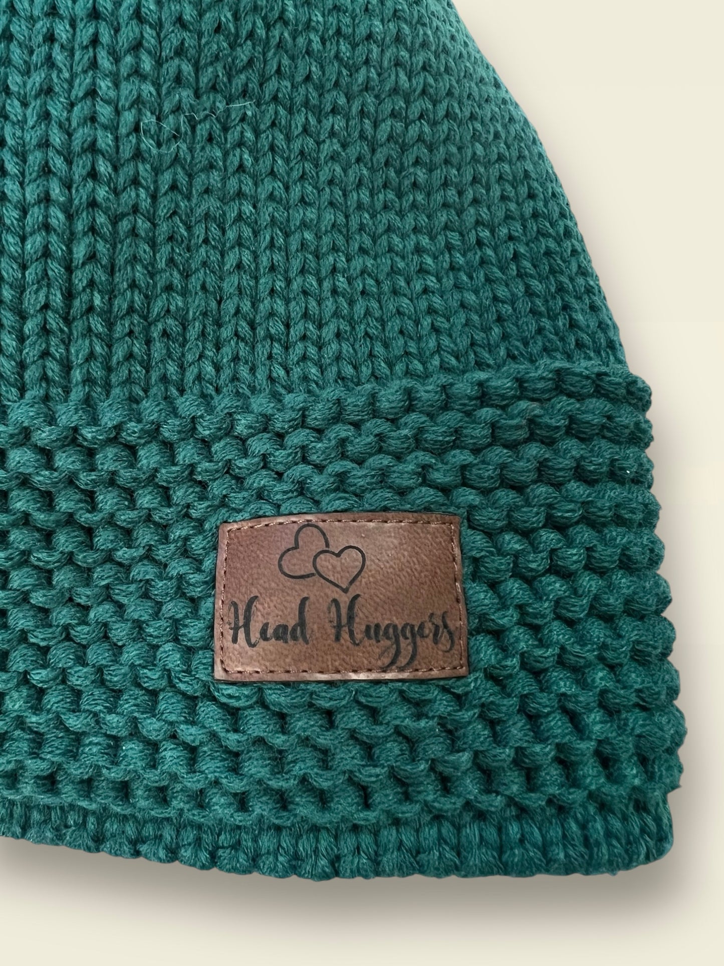 The Head Huggers Hat with Cream Pom-Pom,  Emerald Green