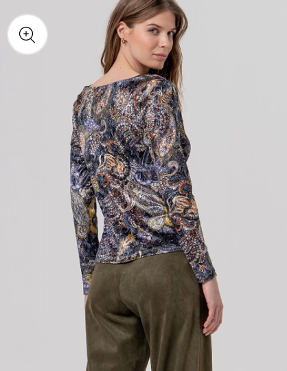 Paisley Print Draped Neck Top