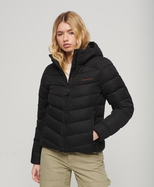 Superdry Hooded Micro Fibre Jacket In Black