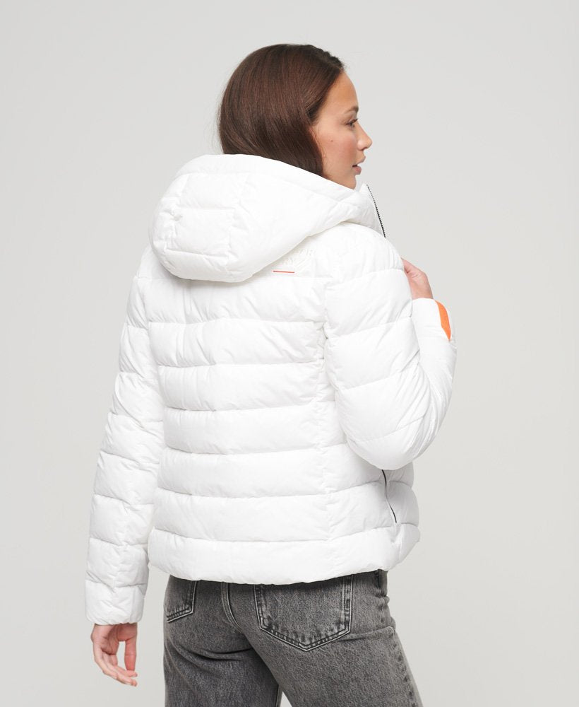 Superdry hooded microfibre jacket in white