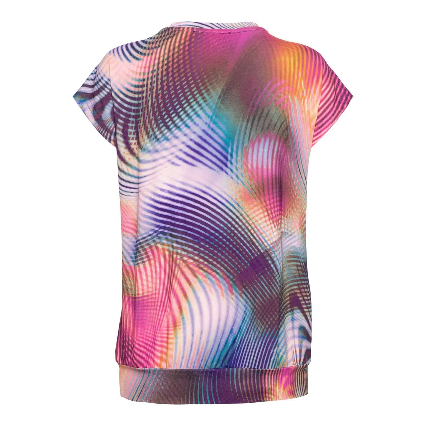 Abstract Pattern V-neck Top, Pink