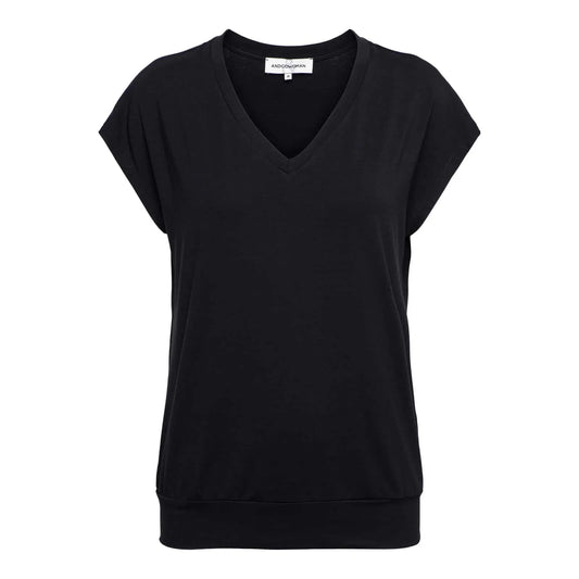 V-neck Jersey Top, Navy