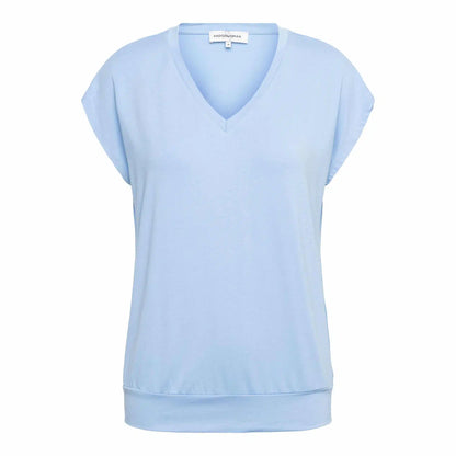 V-neck Jersey Top, Light Blue