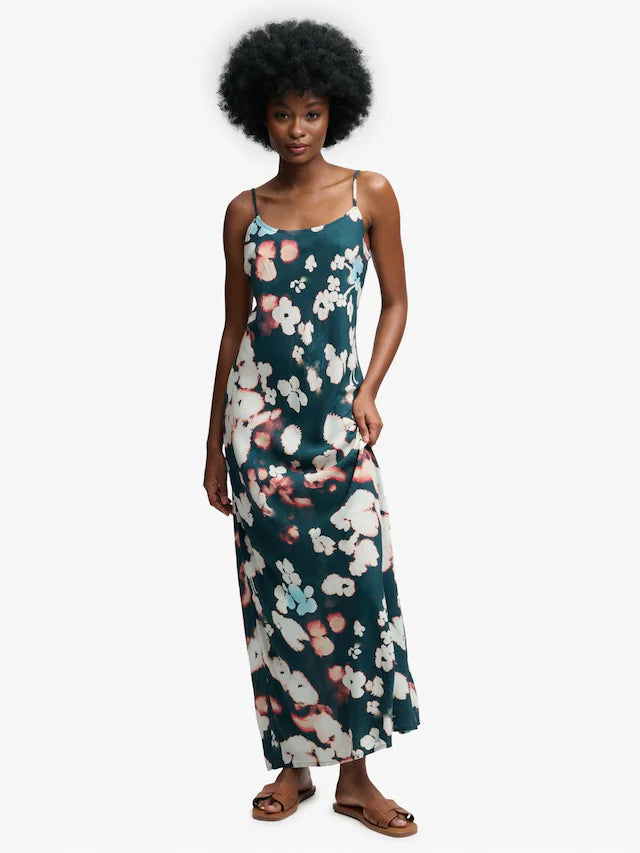 Superdry  Printed Maxi Slip Dress, Green Floral Print