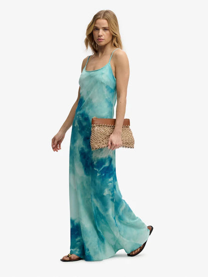 Superdry  Printed Maxi Slip Dress, Blue