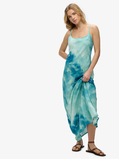 Superdry  Printed Maxi Slip Dress, Blue