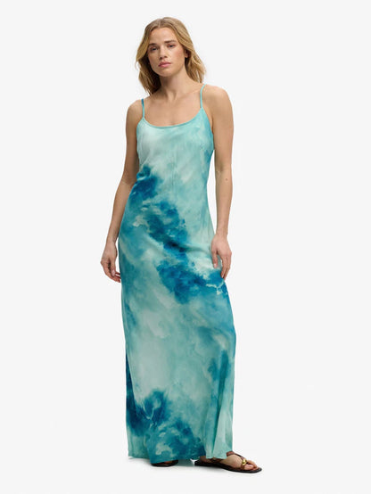 Superdry  Printed Maxi Slip Dress, Blue