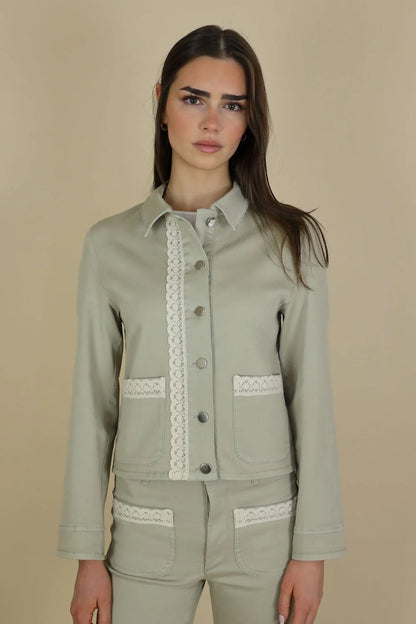 Denim Jacket with Lace Detail