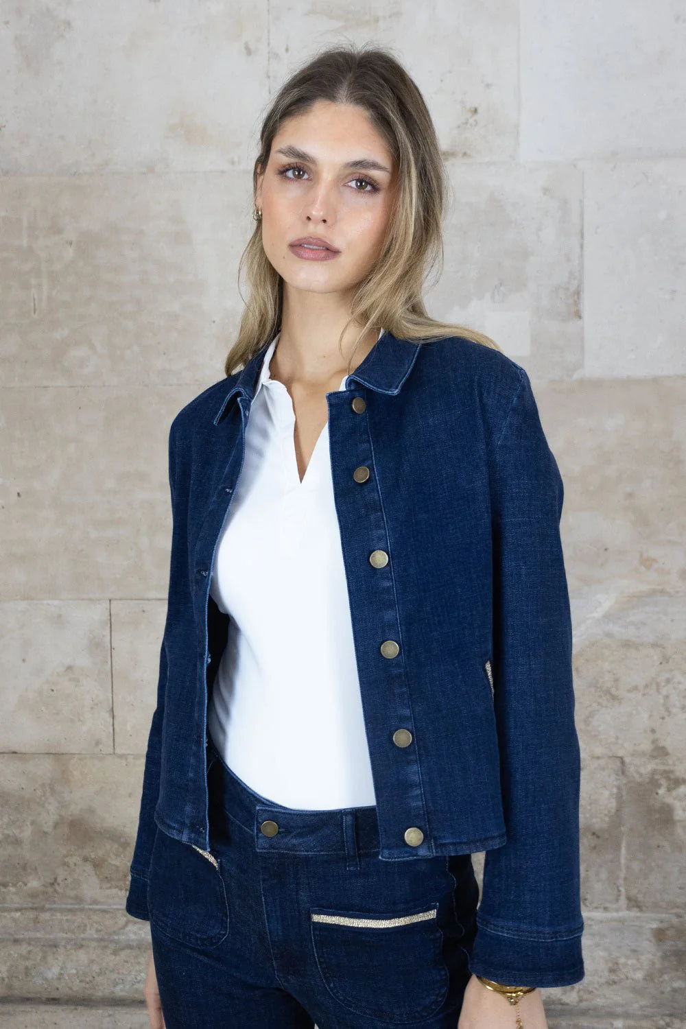 Denim Jacket with Contrast Trim
