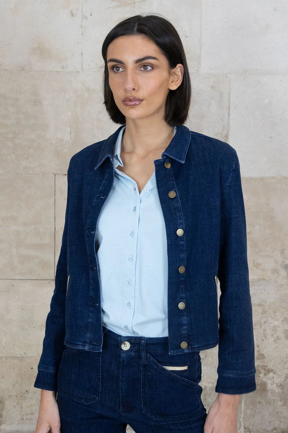Denim Jacket with Contrast Trim