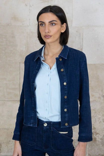 Denim Jacket with Contrast Trim