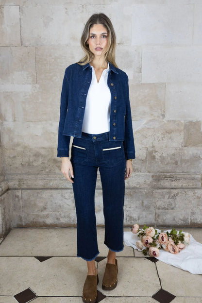 Denim Jacket with Contrast Trim
