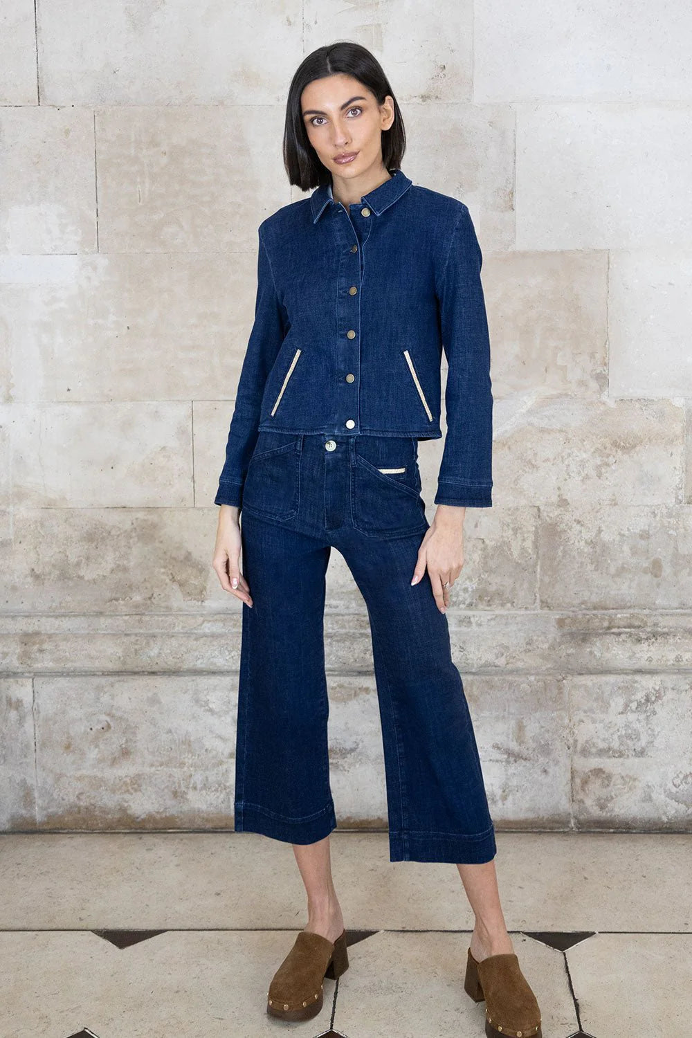 Denim Jacket with Contrast Trim