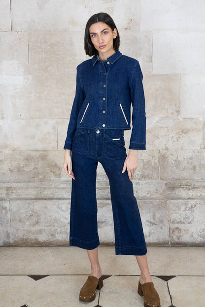 Denim Jacket with Contrast Trim