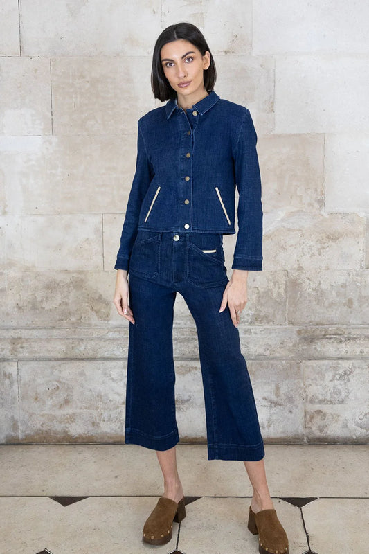 Denim Jacket with Contrast Trim