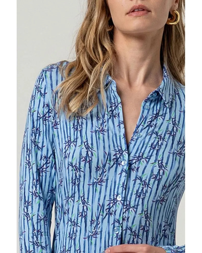 Floral Printed Long Sleeve Shirt, Blue