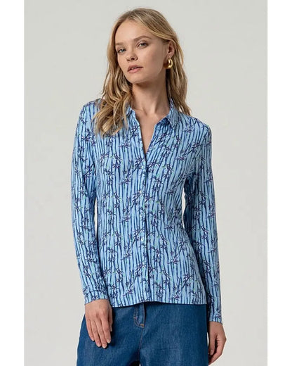 Floral Printed Long Sleeve Shirt, Blue