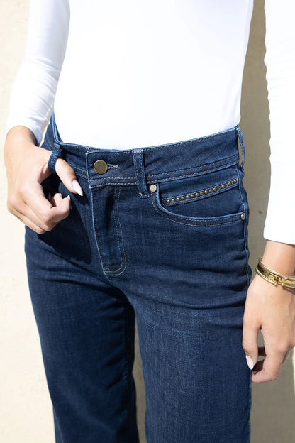 Cropped Wide Leg Jeans, Blue Wash