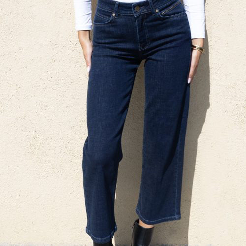 Cropped Wide Leg Jeans, Blue Wash
