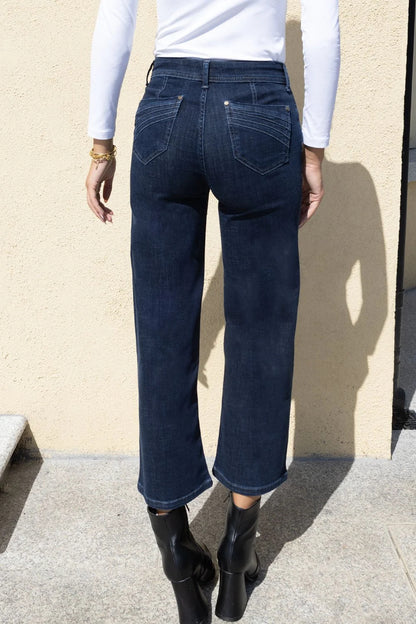 Cropped Wide Leg Jeans, Blue Wash