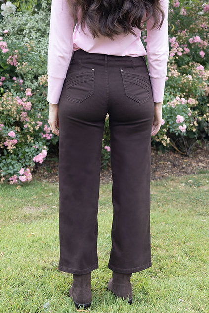 Cropped Wide Leg Jeans, Chocolate