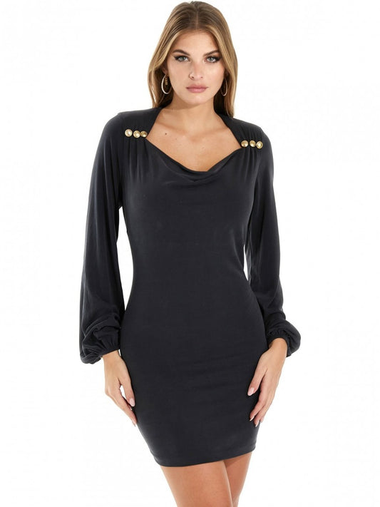 Guess Dress Long Sleeve Buttons Shoulders