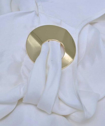 Sleeveless Drape Top with Metal Ring Detail