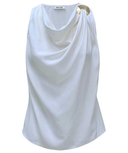Sleeveless Drape Top with Metal Ring Detail