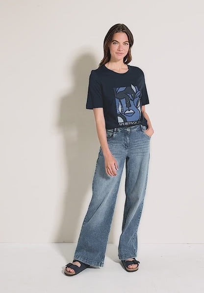 Printed T-Shirt with Decorative Stones
