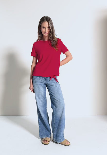 Knot Detail T-Shirt with Boat Neck, Balmy Khaki