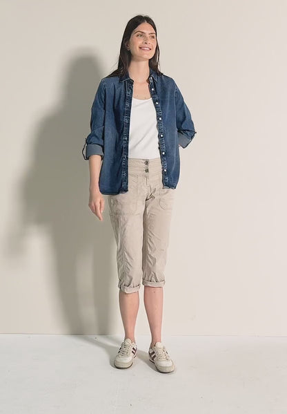 3/4 Papertouch Trousers, Boulder Beige