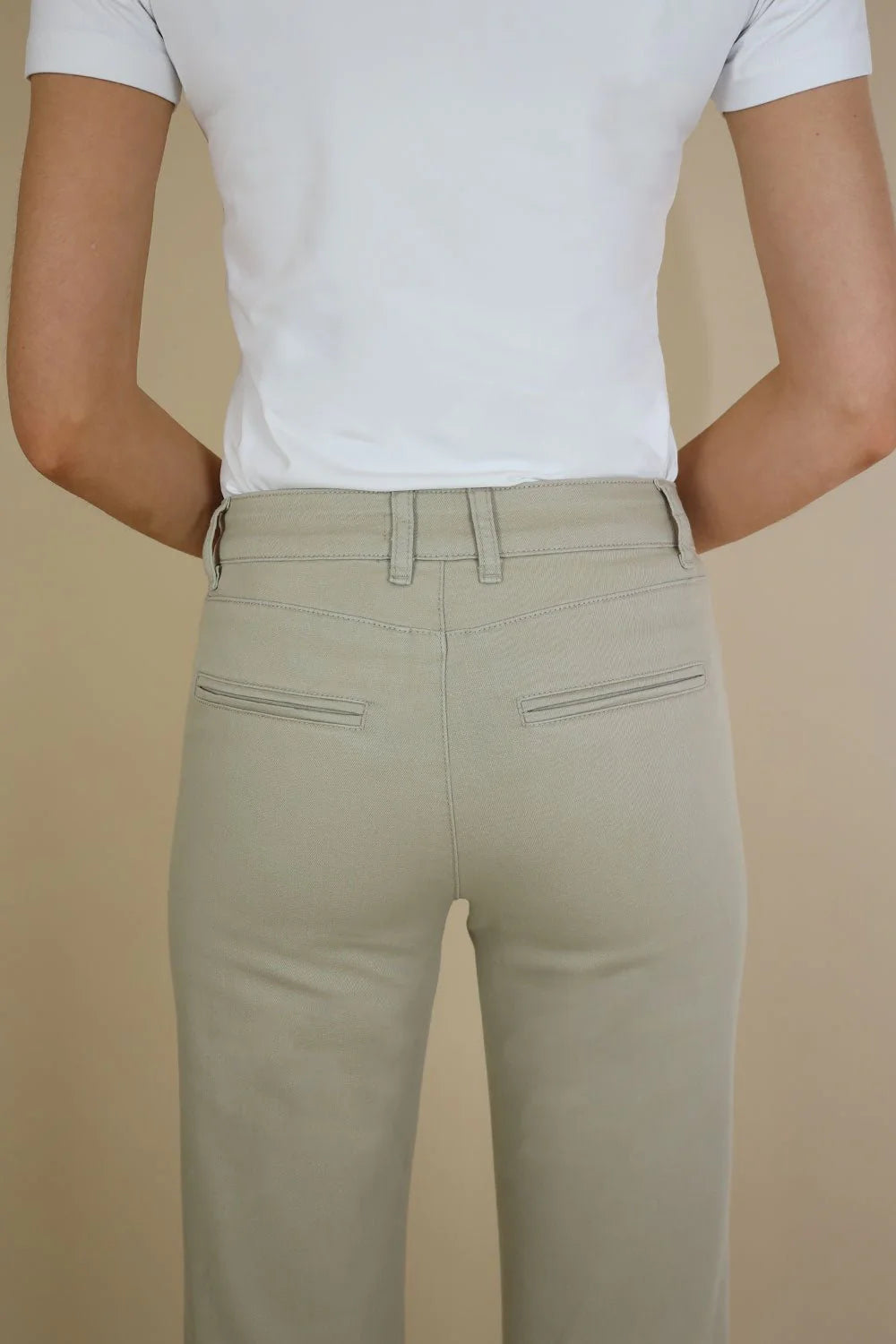 Cropped Straight Leg Trousers with Lace Trim