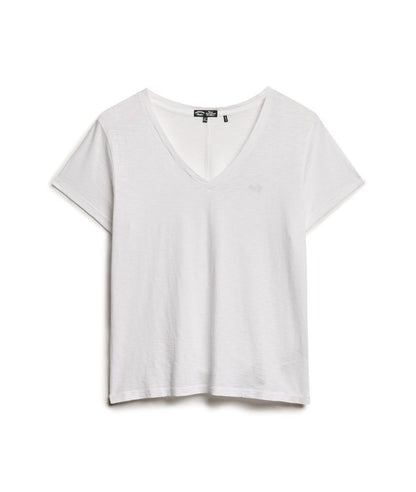 Slub Embroidered V-Neck T-Shirt, Optic