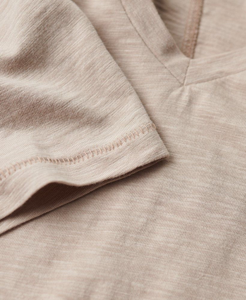 Slub V-Neck T-Shirt,  Taupe