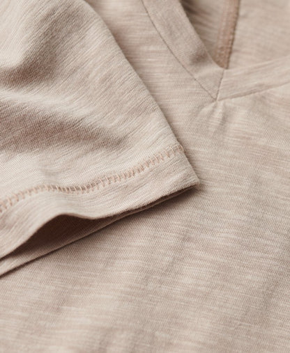 Slub V-Neck T-Shirt,  Taupe