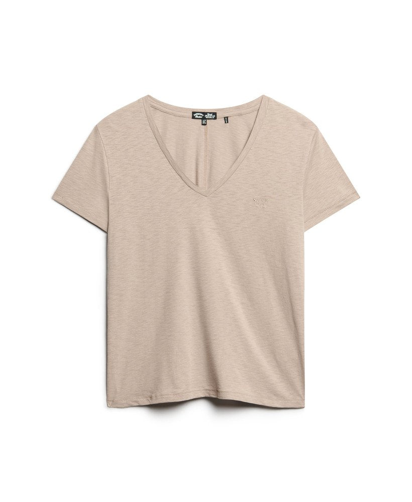 Slub V-Neck T-Shirt,  Taupe