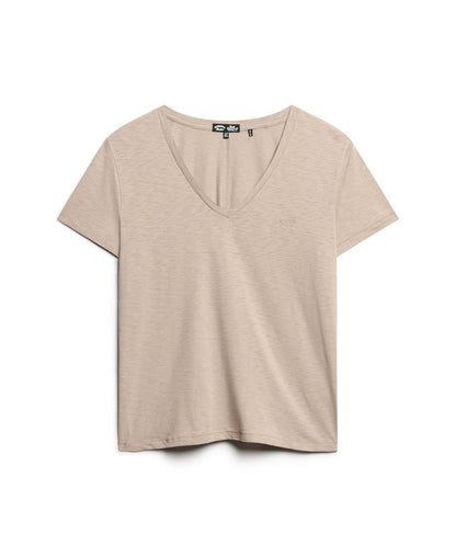 Slub V-Neck T-Shirt,  Taupe