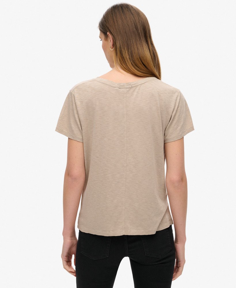 Slub V-Neck T-Shirt,  Taupe